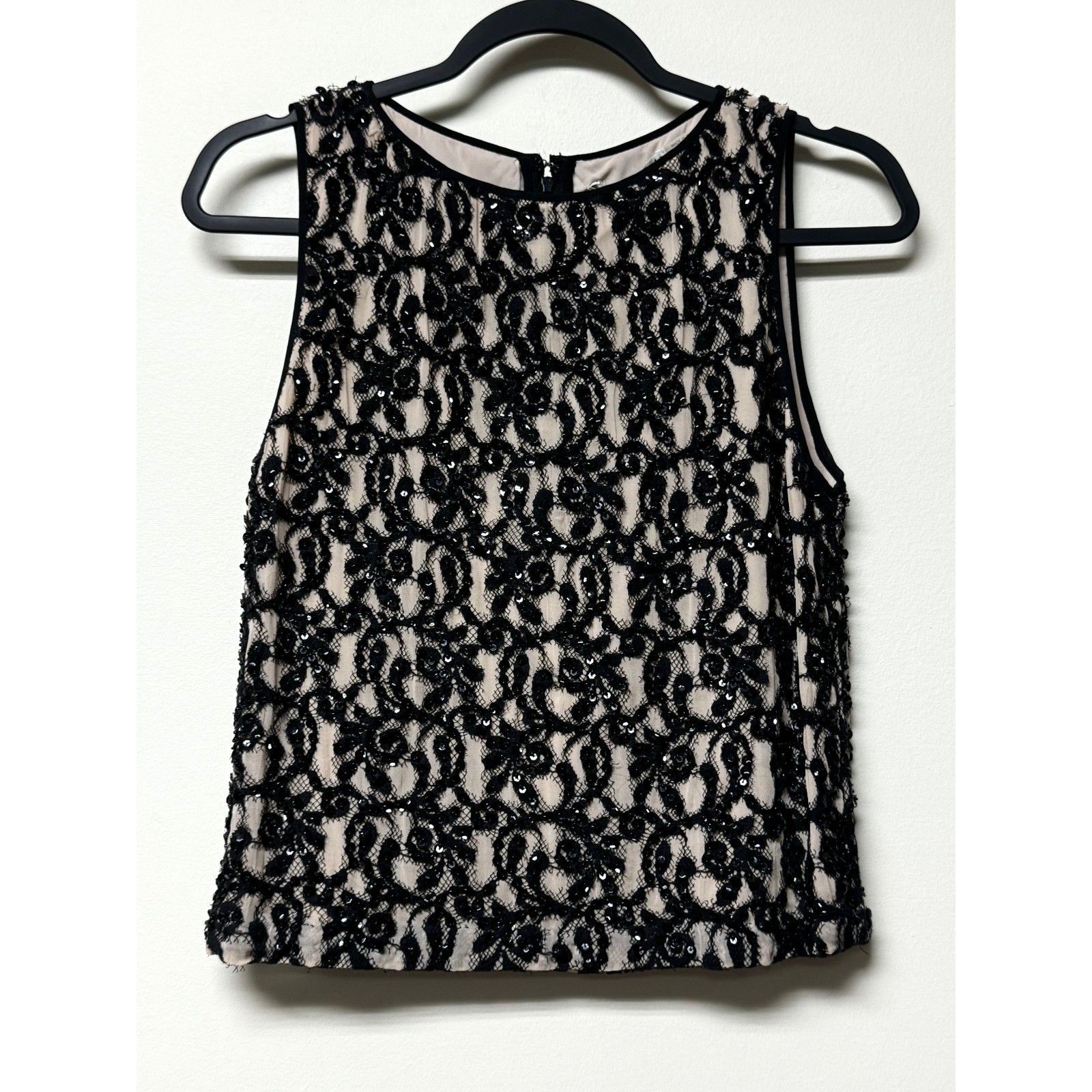 Nwt - Alice + Olivia Sequined Beaded Silk Fully Lined Blouse, Sz 2